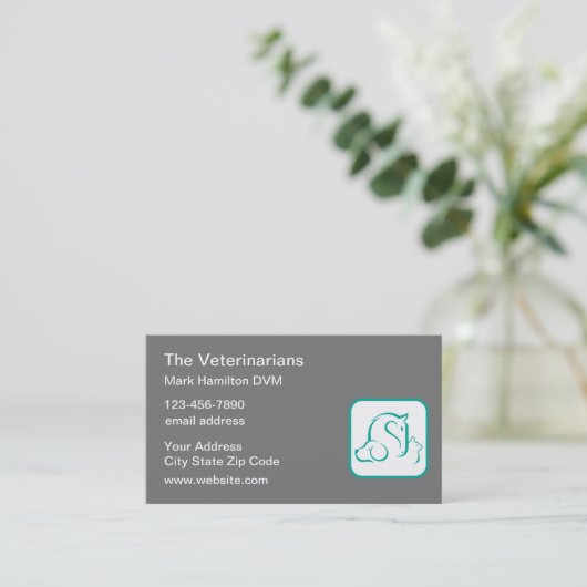 獣医テーマペットエンブレム名刺 名刺 (スタンド正面)