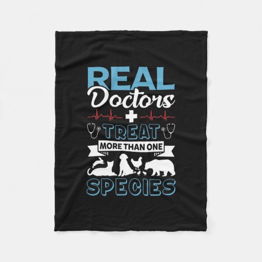 獣医デザイン男性へ女性獣医用ペット フリースブランケット (正面)