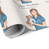 獣医ドクター獣医の獣医と子犬誕生日 ラッピングペーパー (ロールコーナー)