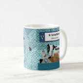 獣医パーソナライズされたプロフェッショナルスクラブティール（緑がかった色） コーヒーマグカップ (正面右)