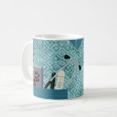 獣医パーソナライズされたプロフェッショナルスクラブティール(緑がかった色) コーヒーマグカップ (正面左)