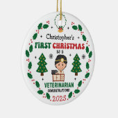 獣医パーソナライズされた初めてのクリスマスツリー セラミックオーナメント (右)
