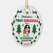 獣医パーソナライズされた初めてのクリスマスツリー セラミックオーナメント (右)