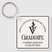 獣医パーソナライズされた学校の卒業祝い キーホルダー (正面)