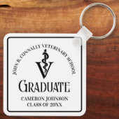獣医パーソナライズされた学校の卒業祝い キーホルダー (裏面)