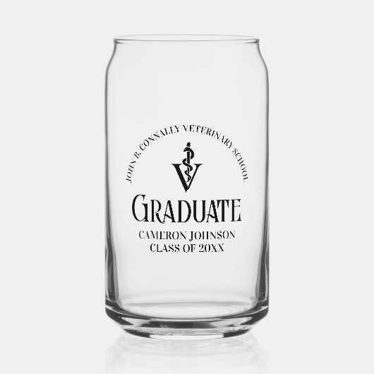 獣医パーソナライズされた学校の卒業 ガラス缶 (正面)