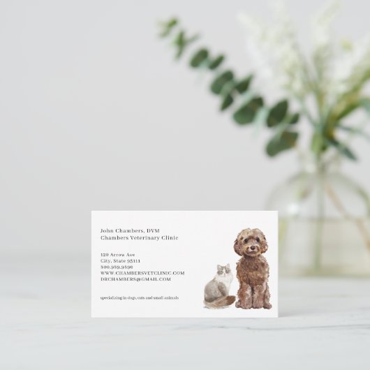 獣医ビジネスとアポイントメントのリマインダー 名刺 (スタンド正面)