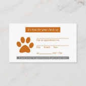 獣医ビジネスカード(アポイントメント付) 予約カード (裏面)