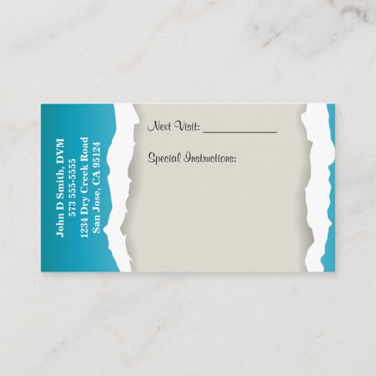 獣医ビジネスカード 名刺 (裏面)