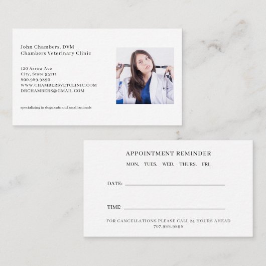 獣医フォトビジネス&アポイントメントアラーム 名刺 (正面/裏面)