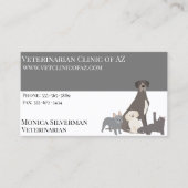 獣医ベットブラックグレーブロックペットドッグキャット 名刺 (正面)