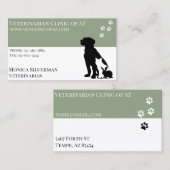 獣医ベットポーブラックグレーブロックペット 名刺 (正面/裏面)