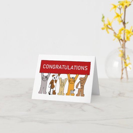 獣医ペットの包帯おめでとう カード (黄色い花)