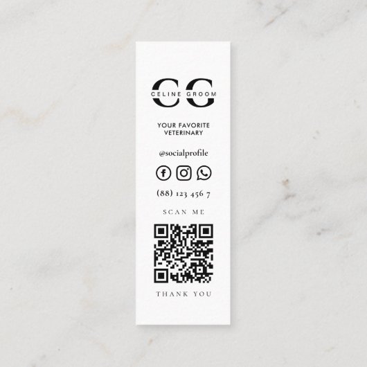 獣医ペットグルームドッ気にク専門獣医Qr スキニー名刺 (裏面)