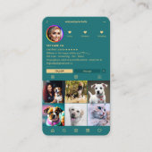 獣医ペットケア獣医インスタグラムティール（緑がかった色） 名刺 (正面)