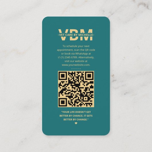 獣医ペットケア獣医インスタグラムティール（緑がかった色） 名刺 (裏面)