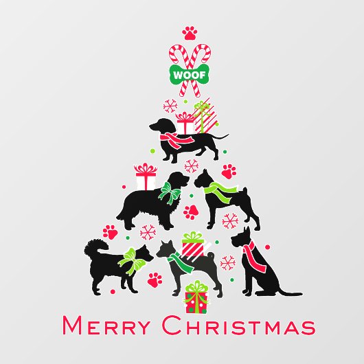 獣医ペットショップドッグメリークリスマスツリー ウィンドウサイン (シート)