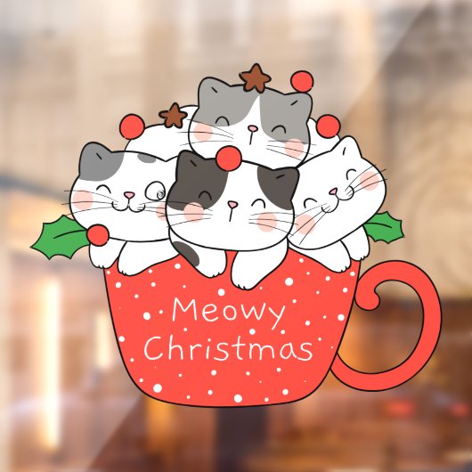 獣医ペットショップミオウィクリスマスかわいい猫クリスマス ウィンドウサイン (シート2)