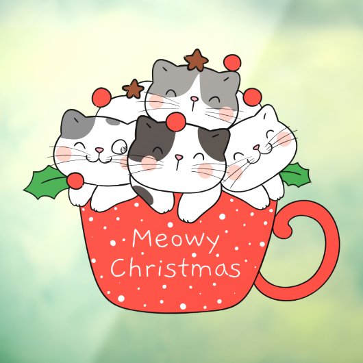 獣医ペットショップミオウィクリスマスかわいい猫クリスマス ウィンドウサイン (シート3)