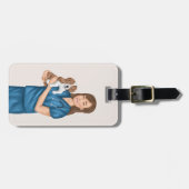 獣医ペット獣医ベットガールと子犬 ラゲッジタグ (正面横)