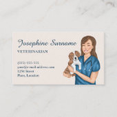 獣医ペット獣医ベットガールと子犬 名刺 (正面)
