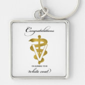 獣医ホワイトコート式おめでとうございます キーホルダー (正面)