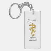 獣医ホワイトコート式おめでとうございます キーホルダー (正面左)