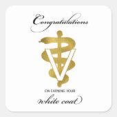 獣医ホワイトコート式おめでとうございます スクエアシール (正面)