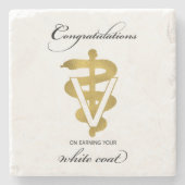獣医ホワイトコート式おめでとうございます ストーンコースター (正面)