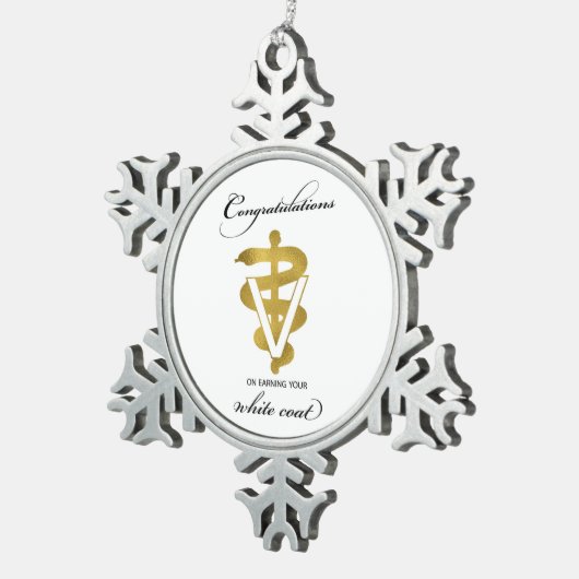 獣医ホワイトコート式おめでとうございます スノーフレークピューターオーナメント (右)