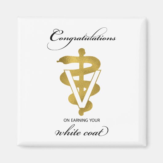 獣医ホワイトコート式おめでとうございます マグネット (正面)