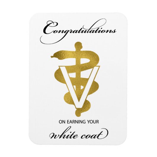 獣医ホワイトコート式おめでとうございます マグネット (縦)