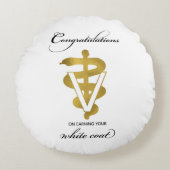 獣医ホワイトコート式おめでとうございます ラウンドクッション (正面)