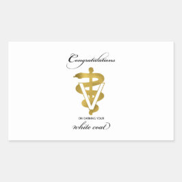 獣医ホワイトコート式おめでとうございます 長方形シール