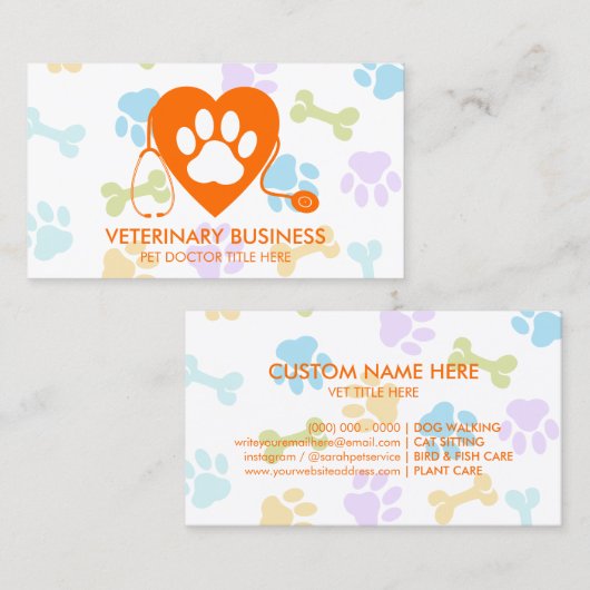 獣医ポーペットドクタークリニック 名刺 (正面/裏面)