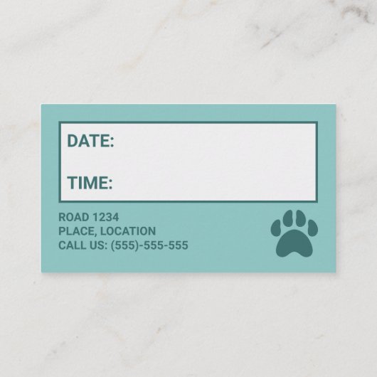獣医マンアニマルドクターキャットドッグカスタム 予約カード (裏面)
