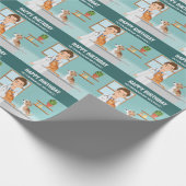 獣医マンベットアニマルドクターカスタム誕生日 ラッピングペーパー (角)