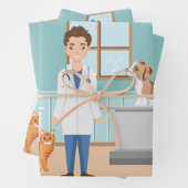 獣医マンベットガイ動物ペットドクターブルー ラッピングペーパーシート (インサイチュ)