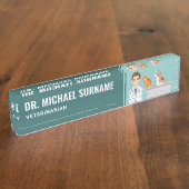 獣医マンベットクリニックペットアニマルドクターブルー デスクネームプレート (側面)