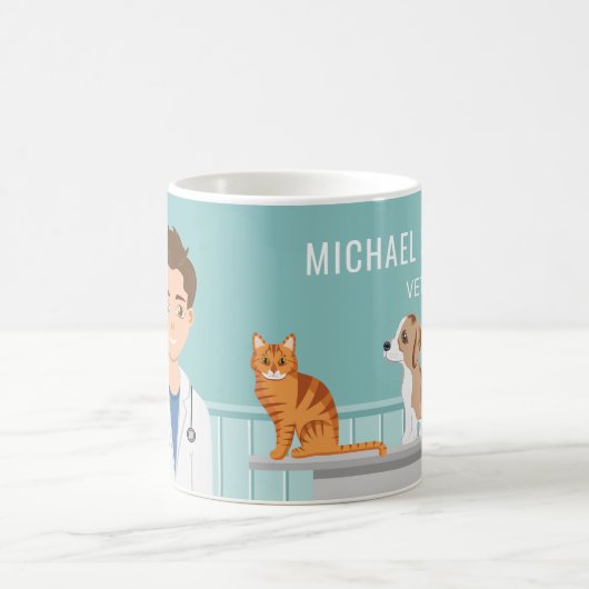 獣医マンベテットアニマルドクターと名前をカスタムする コーヒーマグカップ (中央)