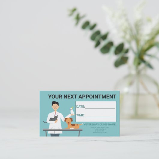 獣医マン – 獣医クリニック次アポイントメント 名刺 (スタンド正面)