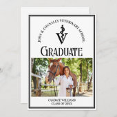 獣医モダン学校の写真カスタム卒業 案内状 (正面/裏面)