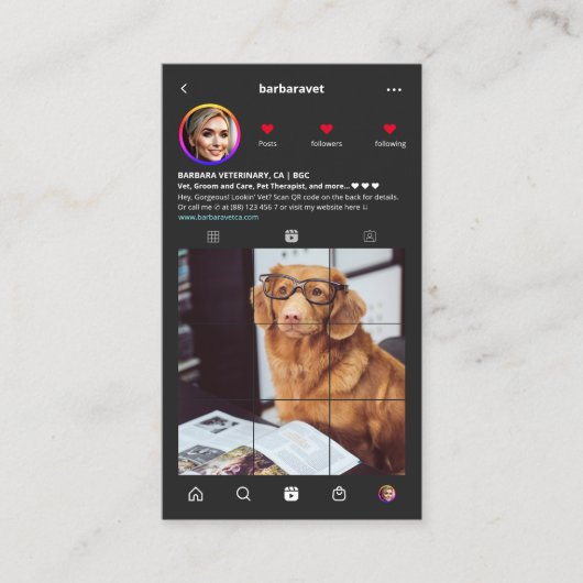 獣医モダン獣医モノグラムインスタグラム 名刺 (正面)