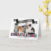 獣医ユーモアのあるが帽子をかぶった猫 カード (黄色い花)