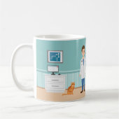 獣医ルームベットマンペットドクター名前をカスタムする コーヒーマグカップ (左)