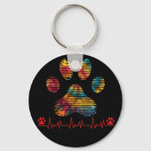 獣医レインボーポープリントハートビートベットテック キーホルダー (正面)