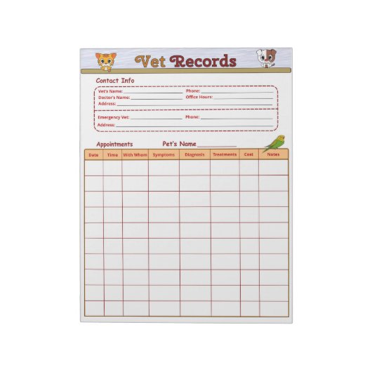 獣医レコード ノートパッド (回転)