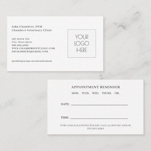 獣医ロゴビジネス&アポイントメントリマインダー 名刺 (正面/裏面)
