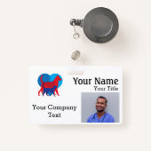 獣医ロゴ付き名前タグ文字PHOTO ID バッジ (正面リトラクタブル付き)