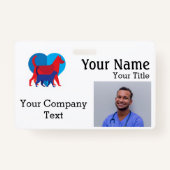 獣医ロゴ付き名前タグ文字PHOTO ID バッジ (正面)